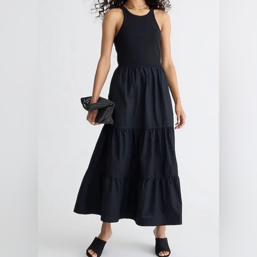 J. Crew Vintage Rib High Neck Cutaway Tank Dress Poplin Skirt